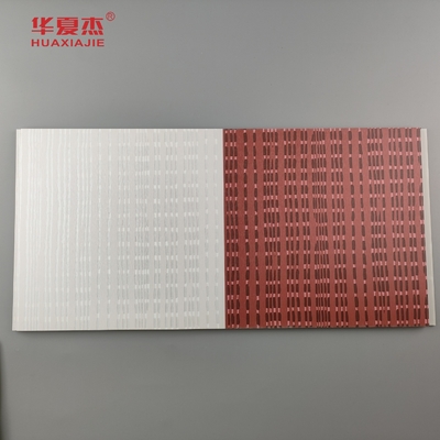Modern tasarım pvc duvar paneli otel dekorasyonu için gri ve kırmızı renkte laminasyonlu pvc paneli
