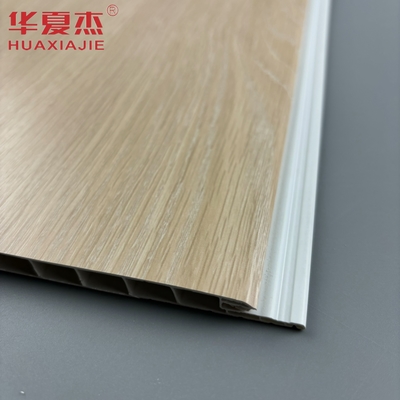 Modern tasarım meşe rengi pvc duvar paneli U şeklindeki pvc iç panel nem geçirmez inşaat malzemesi