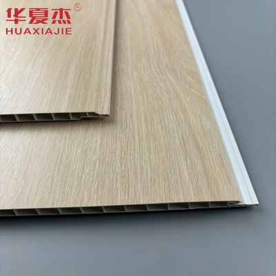 Modern tasarım meşe rengi pvc duvar paneli U şeklindeki pvc iç panel nem geçirmez inşaat malzemesi
