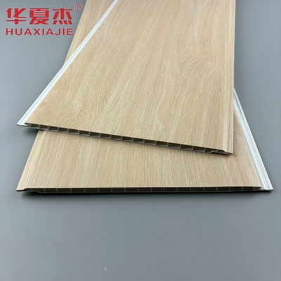 Modern tasarım meşe rengi pvc duvar paneli U şeklindeki pvc iç panel nem geçirmez inşaat malzemesi